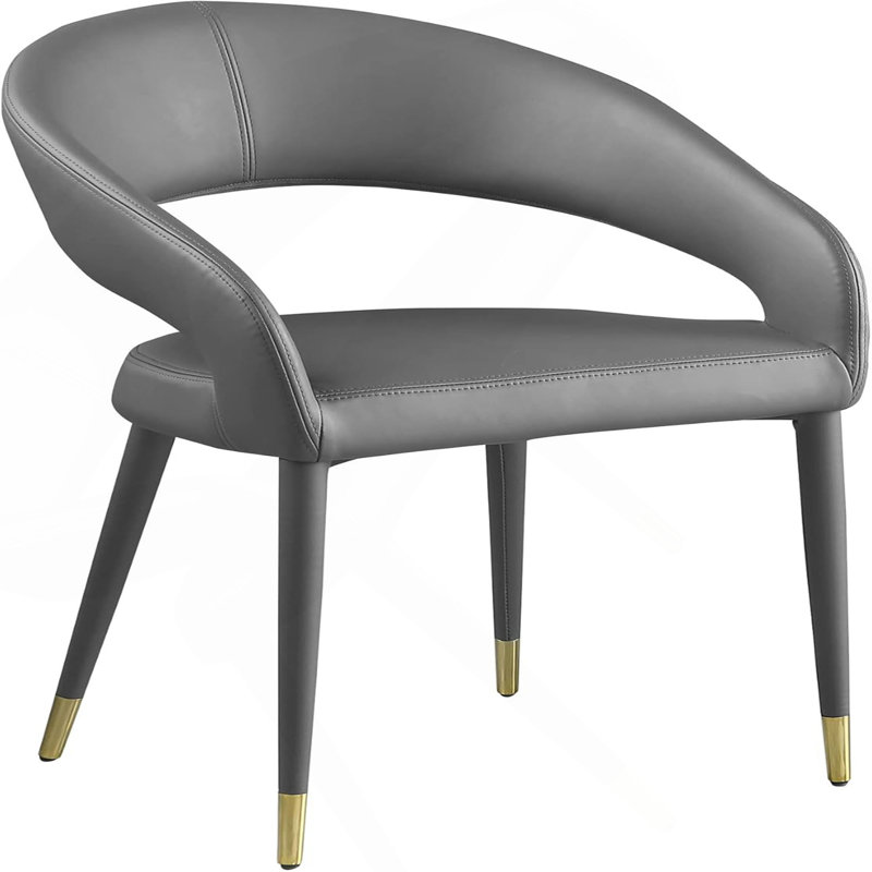 Ensemble de 2 chaises de salle à manger modernes en similicuir, pieds en bois avec embouts dorés