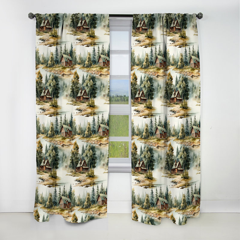 County Home Lodge Retreat - Floral Curtain - Blackout Floral Curtain - 1 Panels, 52" W x 95" L