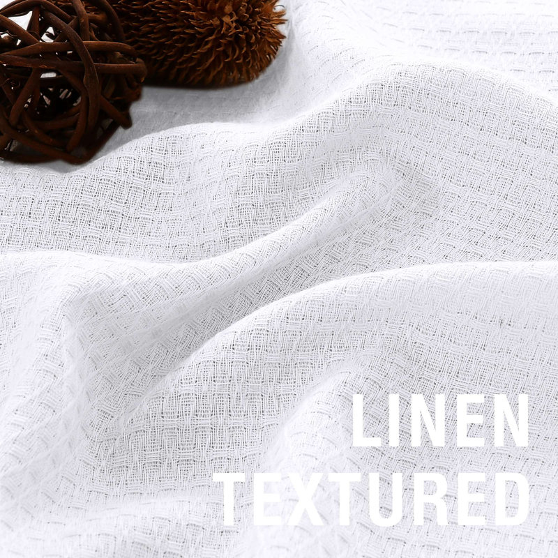 Rideaux en jacquard à 2 panneaux Boho, Blanc (bordure avec garnitures), l 52 po x L 96 po