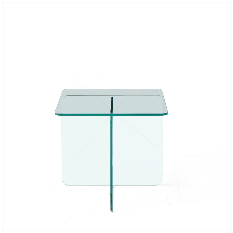 Table de bout en verre trempé transparent, petite table de thé et table de chevet en verre trempé, Clair