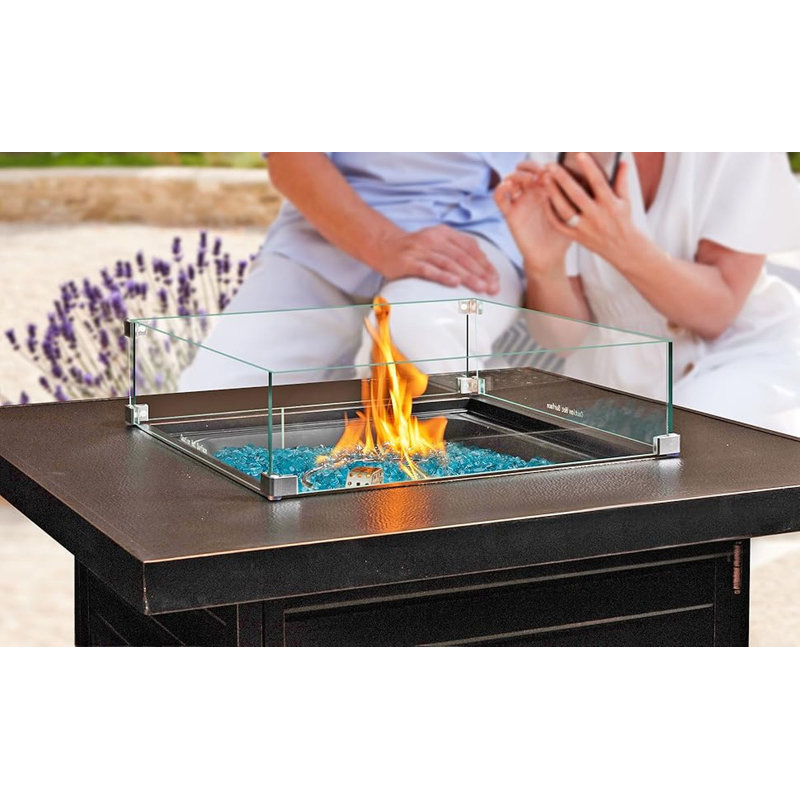 Fire Sense Premium Sparkling Reflective Tempered Fire Glass for Fire Pits Easy to Install-10 Lbs Crystal Clear, Bahama Blue