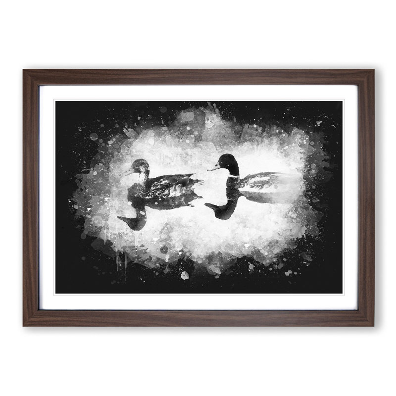 Mallard Ducks - Picture Frame Painting Print, 24cm H x 33cm W x 2cm D, Walnut Framed