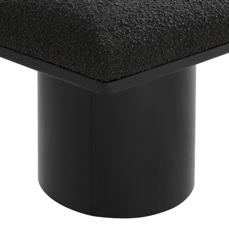 Manufactured Wood Accent Stool, Black Boucle Fabric, Black