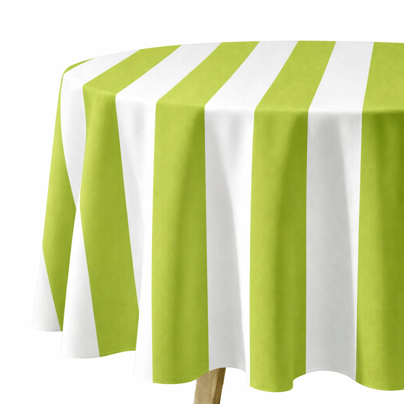 Milliken Signature Cotton Striped Tablecloth Rectangular Ervin Stripe, 84" L x 60" W, Lime