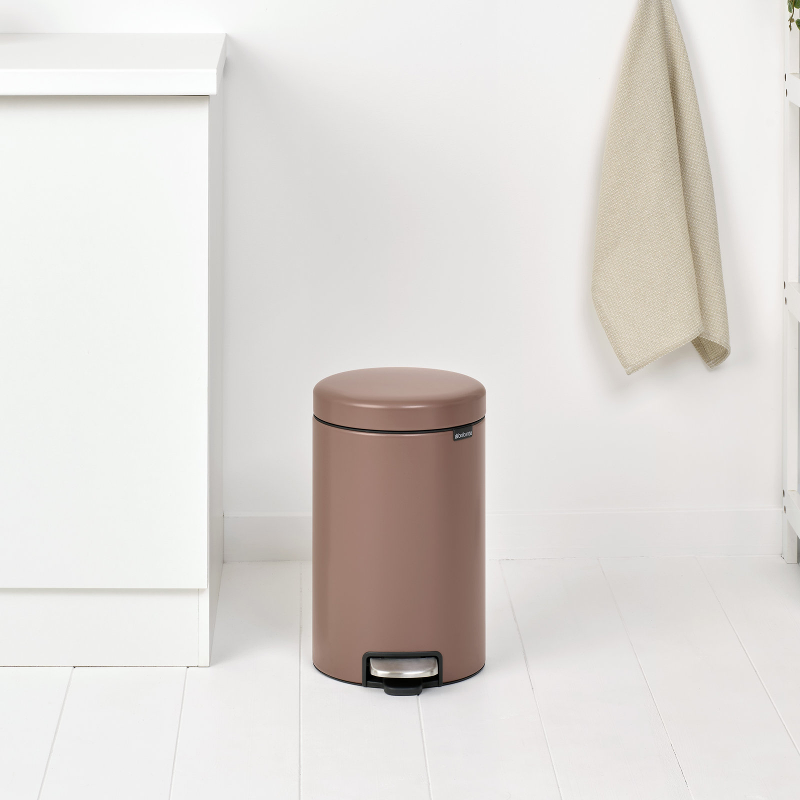 Brabantia Newicon 3.2gal Step-On Can, Satin Taupe