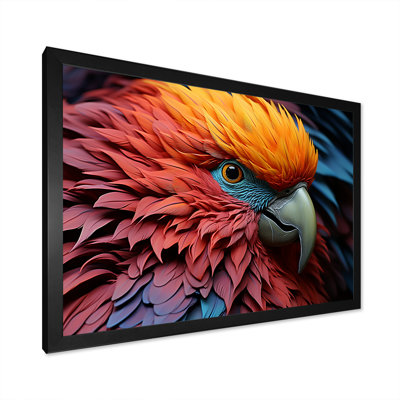 Reproduction d'art sur toile rouge et jaune plumage mystique tropical Rhapsody I