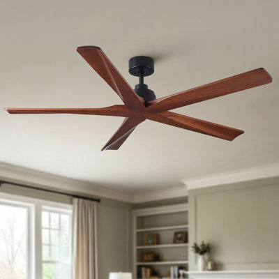 Homewood 60" Farmhouse Solid Wood Ceiling Fan with 5 Blades