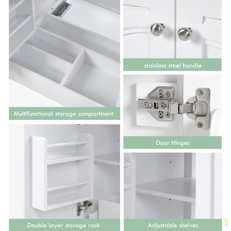 Meuble-lavabo vintage de 30 po sans assemblage avec lavabo en céramique, deux portes à fermeture en douceur et tablette réglable, style campagne moderne