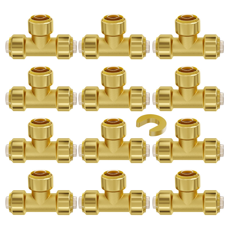 Raccords de tuyaux 1/2 "Tee laiton à emboîtement instantané pour système de chauffage / douche