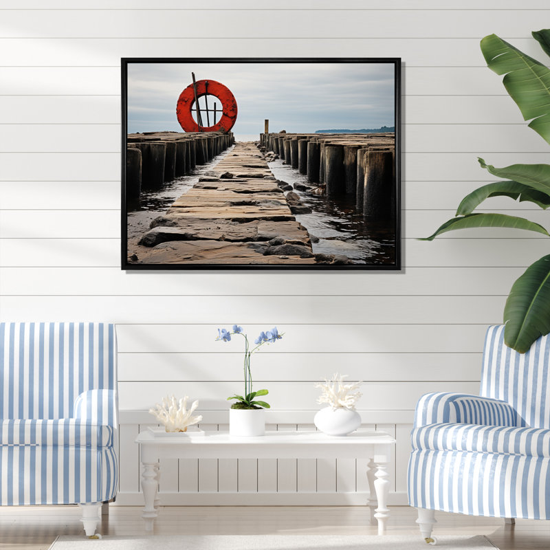 Quai monochrome I - impression, H 34 po x l 44 po x P 1,5 po, Cadre flottant noir