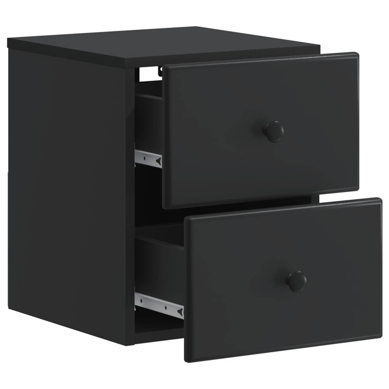 34.5cm W Manufactured Wood Bedside Table, Black