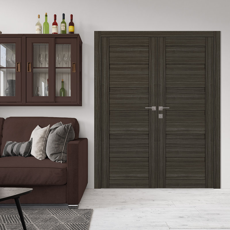 Porte standard en bois manufacturé massif lambrissé Louver, Gris, 27,75 po x 83,23 po