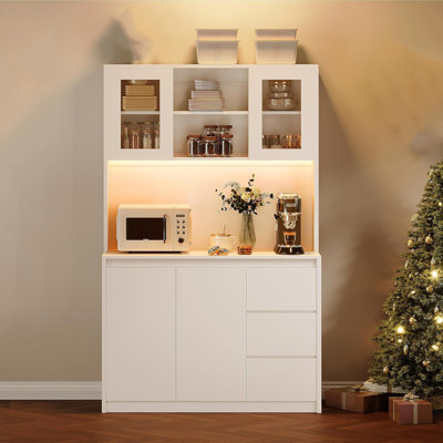 Kitchen Pantry Cabinet With Led Lights And Charging Station, Modern Kitchen Cabinet by Wrought Studio