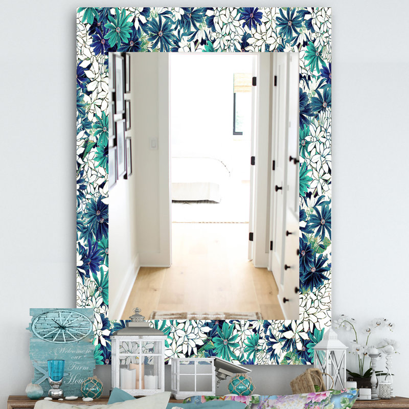 Miroir mural traditionnel sans cadre floral, H 24 po x l 32 po