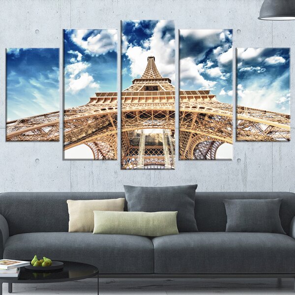 DesignArt Beautiful View Of Paris Eiffel Tower Under Clouds On Canvas 5 ...