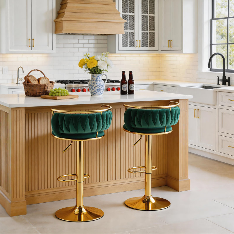 Tabouret de bar Christal, Vert foncé, Gold