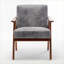 Chaise d'appoint de style Mid-Century moderne, revêtement en microfibre gris ardoise, structure en bois massif, siège d'appoint pour salon, adultes-114598486
