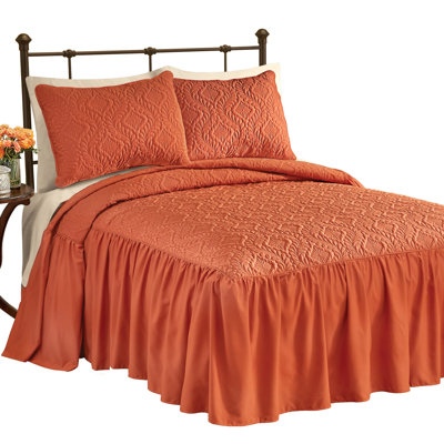 Elegant Clara Textured Design Ruffled Skirt Bedspread