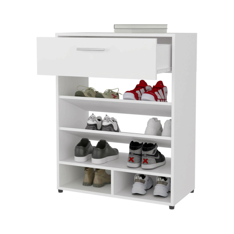 Range-chaussures blanc avec 1 tiroir