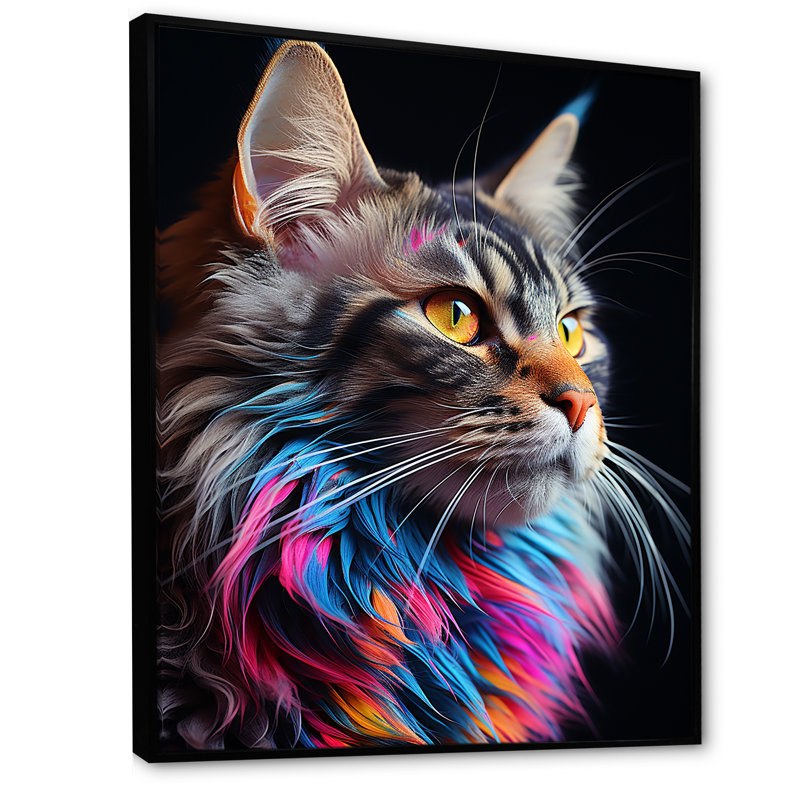 American Shorthair Harmony Cat - impressions sur toile de chat, Cadre flottant noir, H 32 po x l 16 po x P 1 po