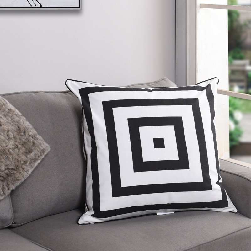 Dann Foley Trellis Cotton Throw Pillow, Black/White