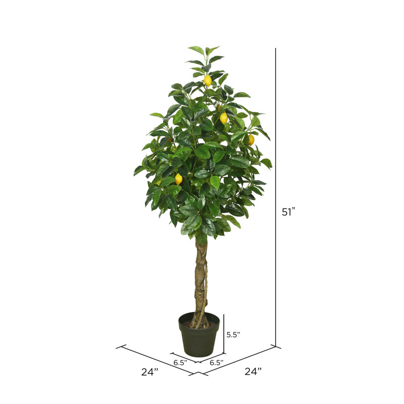 51" Artificial Green and Yellow Real Touch Lemon Tree
