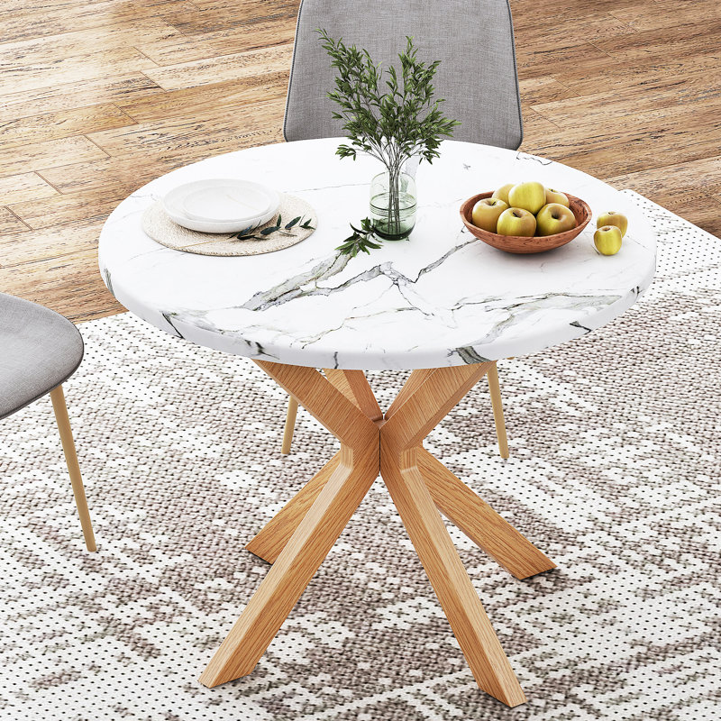 Table de salle à manger ronde 40 "Breshia, Naturel