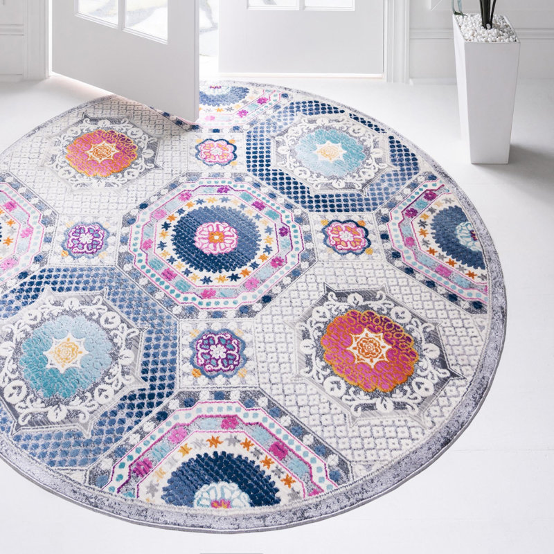 Floral Indoor Rug, Round 5'1"