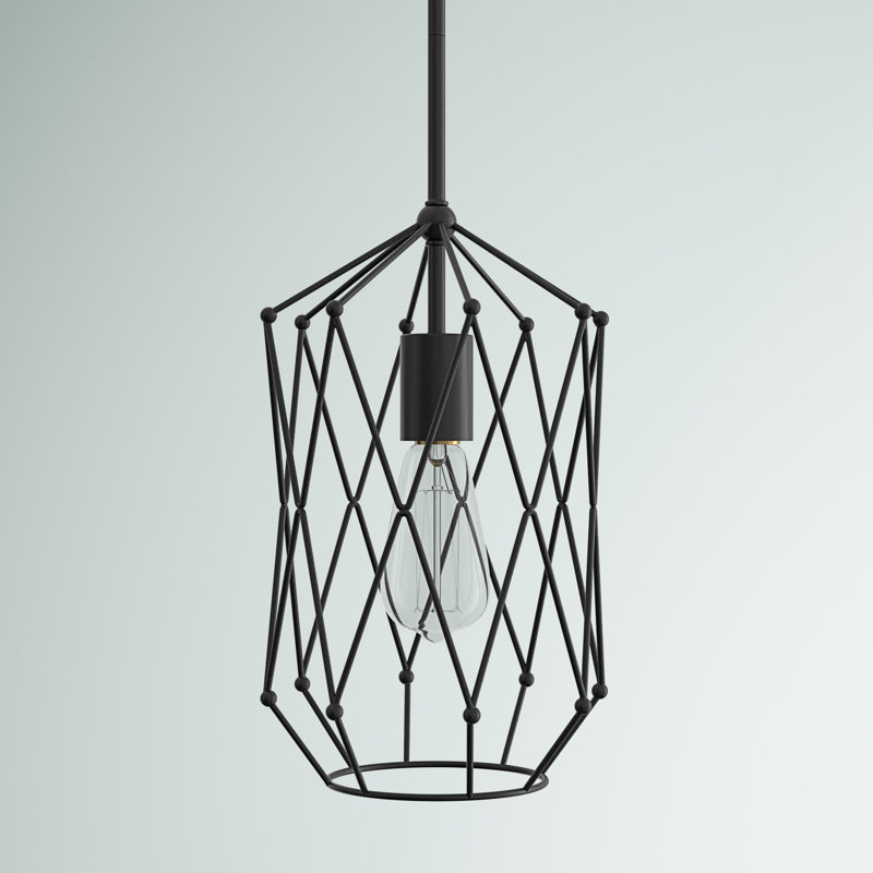 Meade 1 - Light Satin Brass Geometric Pendant, Midnight Black
