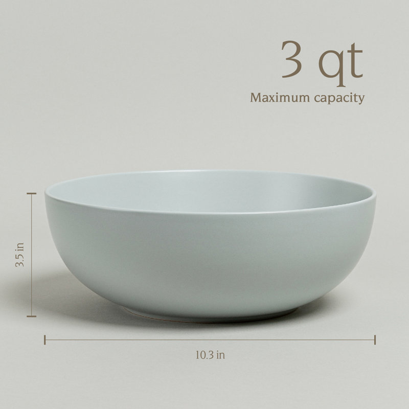 Over&Back Coupe Semi Hand-Finished Stoneware Low Serving Bowl, Blue