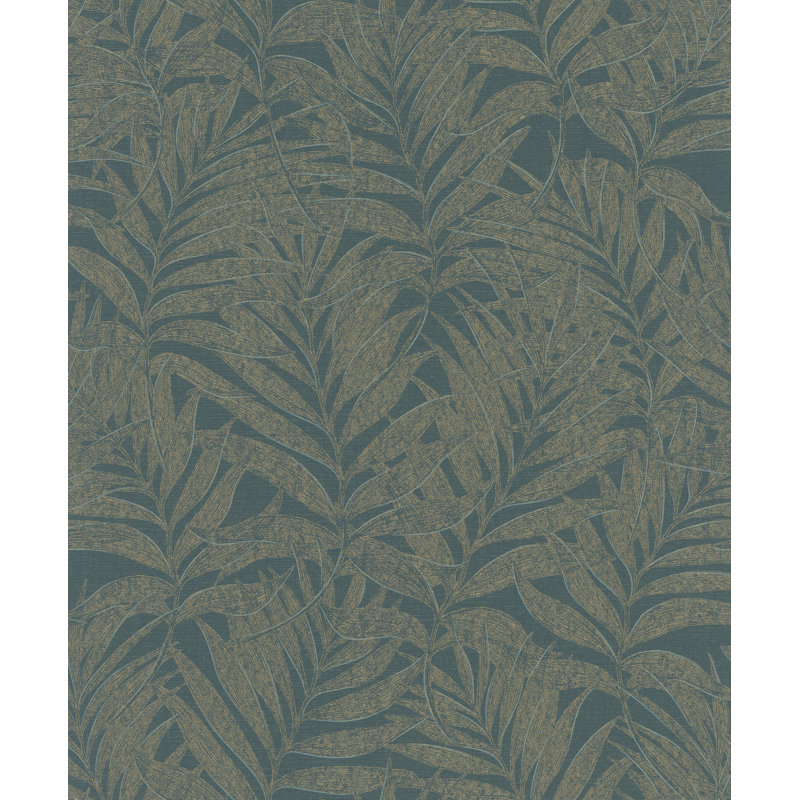 Hotel Botanical Palm Leaf Glitter Design Wallpaper Roll, Green