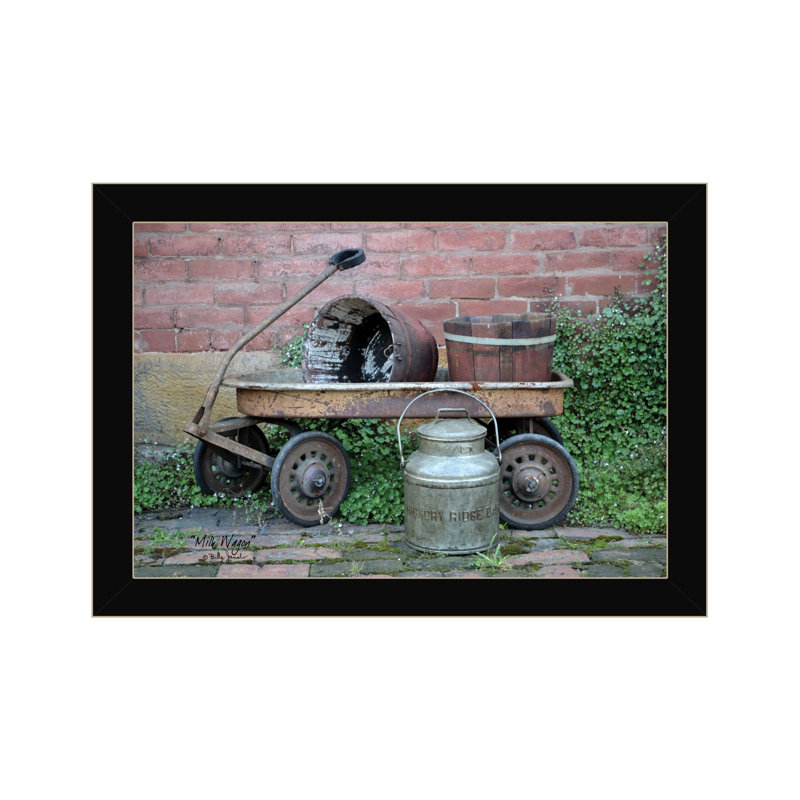 Milk Wagon Framed Wall Art for Living Room, Home Wall Décor by Billy Jacobs, Black, 14" H x 20" W x 1" D