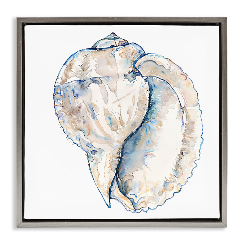 Conque coquille sur toile flottante encadrée par Christine Zalewski, H 18 po x l 18 po, Cadre flottant gris lustré