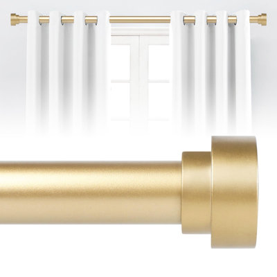 Gold Curtain Rods For Windows 48 To 84 Inch,1 Inch Heavy Duty Curtain Rods,Adjustable Modern Drapery Rods,Window Single Pole 36-88,Brass Gold