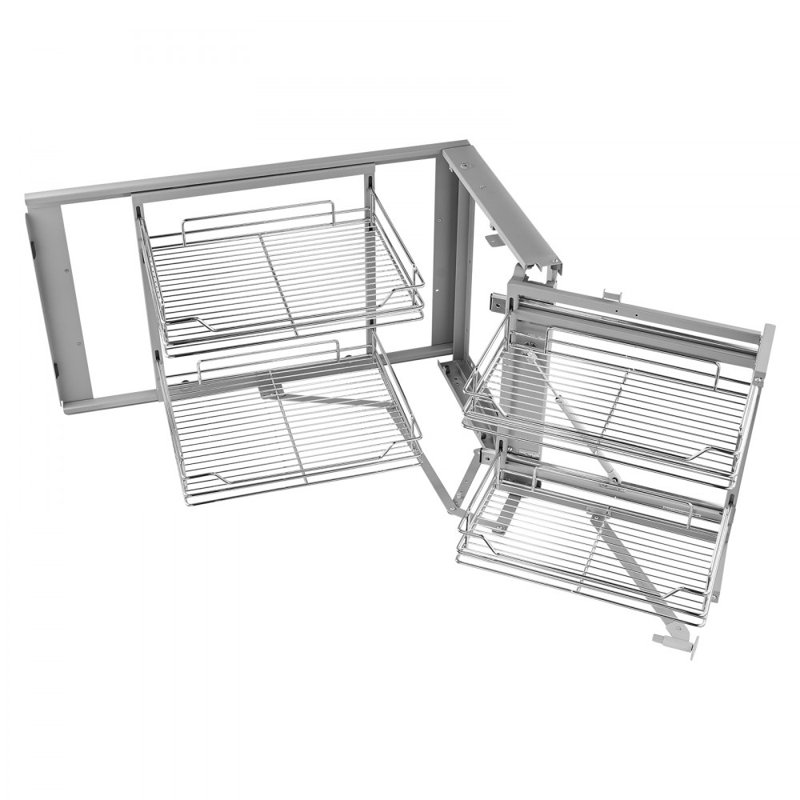 Panier d'armoire de cuisine à 2 niveaux et 4 tablettes