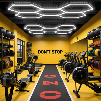Hexagon LED Garage Light, 399W 43890LM Ultra Bright Lighting System, 6500K Cool White, DIY Honeycomb Ceiling Fixture,Economical Version, Large & Bright Model