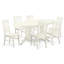 Ensemble de salle à manger 7 pièces comprenant une table ovale en bois avec rallonge papillon et 6 chaises de cuisine, 101,6 x 193,3 cm, blanc lin-2105357583