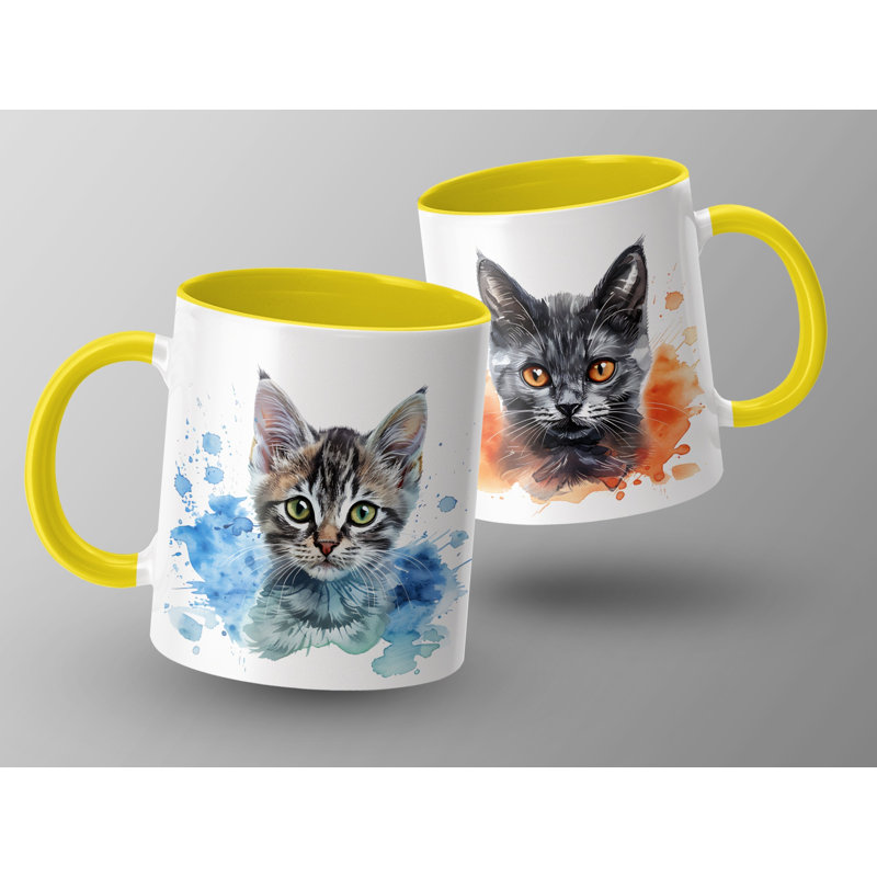 Ceramic Coffee Mug, 3, Yellow