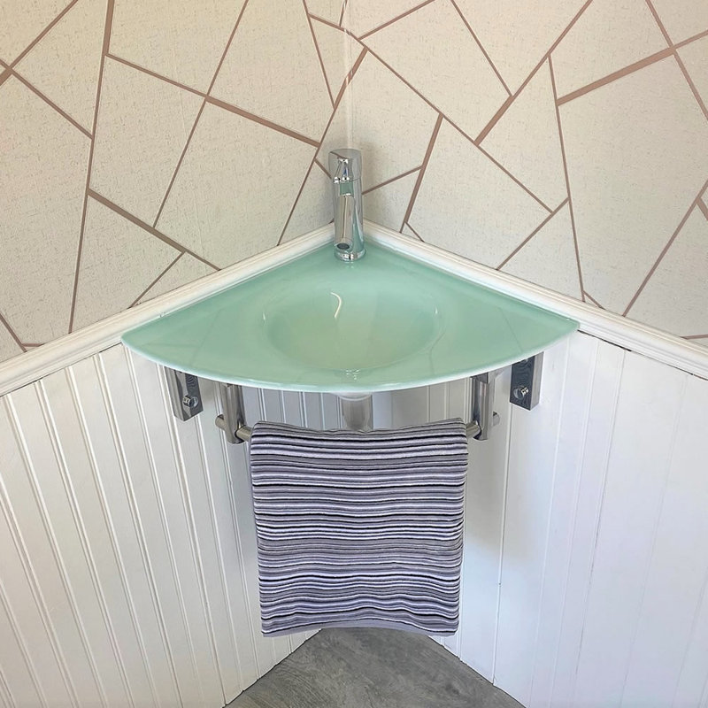17 Stories Ameryst 640 mm L x 460 mm W Glass Round Sink with Tap