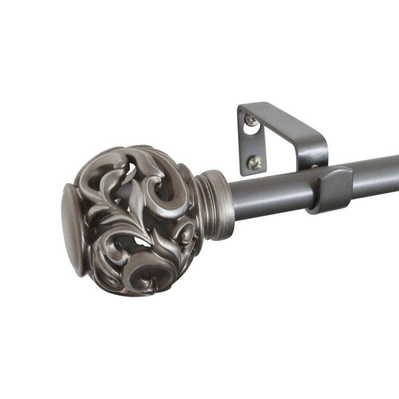 Tringle à rideaux simple réglable en métal Chiana, 48 po - l 86 po, Argent vénitien