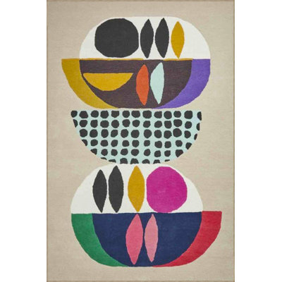 Vase Painted Colorful Patterned Woven Base Washable Rug