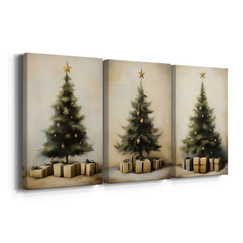 Art des Fêtes de Noël -Série 2-Cccxxxxi-Toile tendue avec châssis - 3 pièces, H 48 po x l 96 po