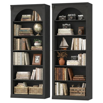 Ensemble de 2 bibliothèques à 6 niveaux de 72,3 po x 29,5 po x H 72,3 po avec tablettes épaisses 