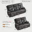Ensemble de fauteuils inclinables manuels 2 pièces modernes avec porte-gobelets en acier inoxydable, fauteuil coulissant en cuir végétalien Gravity, noir-132790041-132790042
