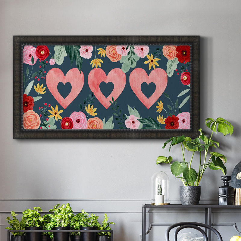 Toile encadrée de qualité supérieure Sweet Hearts - prête à être accrochée, Noir, H 29 po x l 53 po x P 1 po