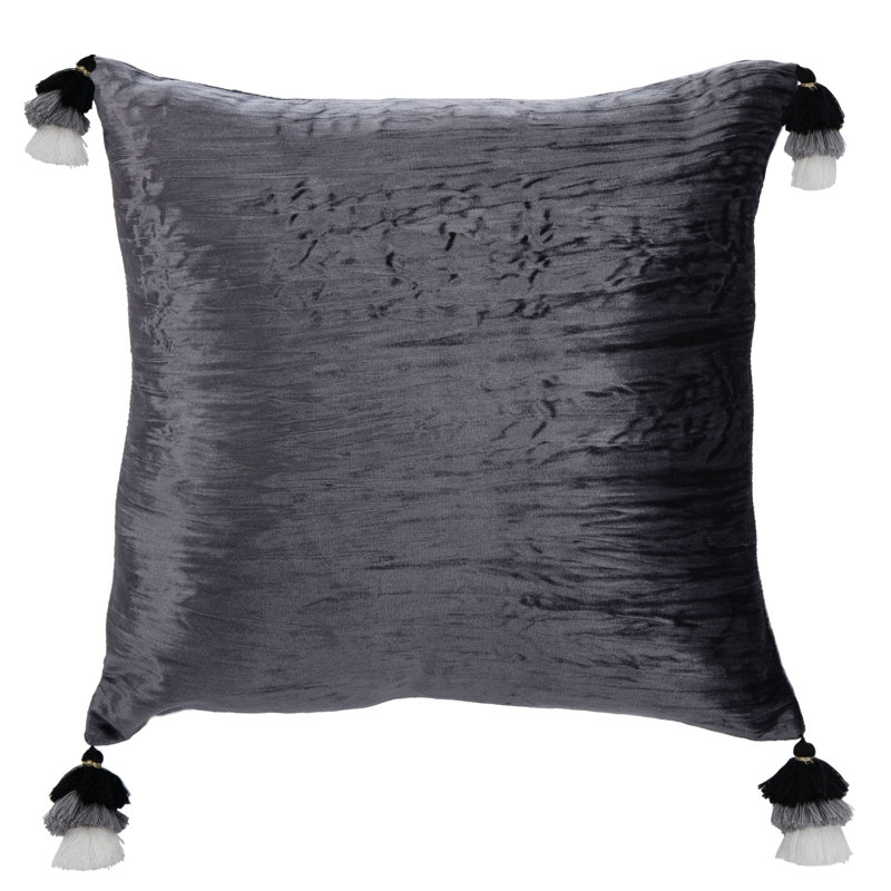 Tassels Throw Pillow, Dark Gray