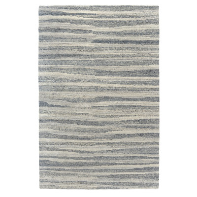 Tapis d'intérieur en laine néo-zélandais gris et ivoire tissé à la main Tallis, 10 pi x 14 pi