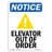 Elevator Out Of Order Sign With Symbol