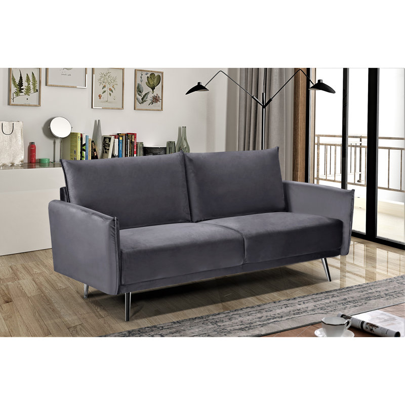 Seychella 72.83" Velvet Square Arm Sofa, Gray