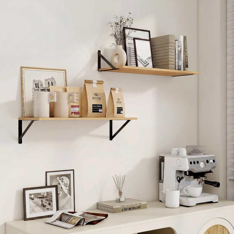 12.7 cm H x 60.93 cm W Floating Shelf Bookcase, Beige